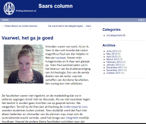 Columnist Sarah-Jayne Nogarede voor nieuwsbrief Universiteit Leiden mei